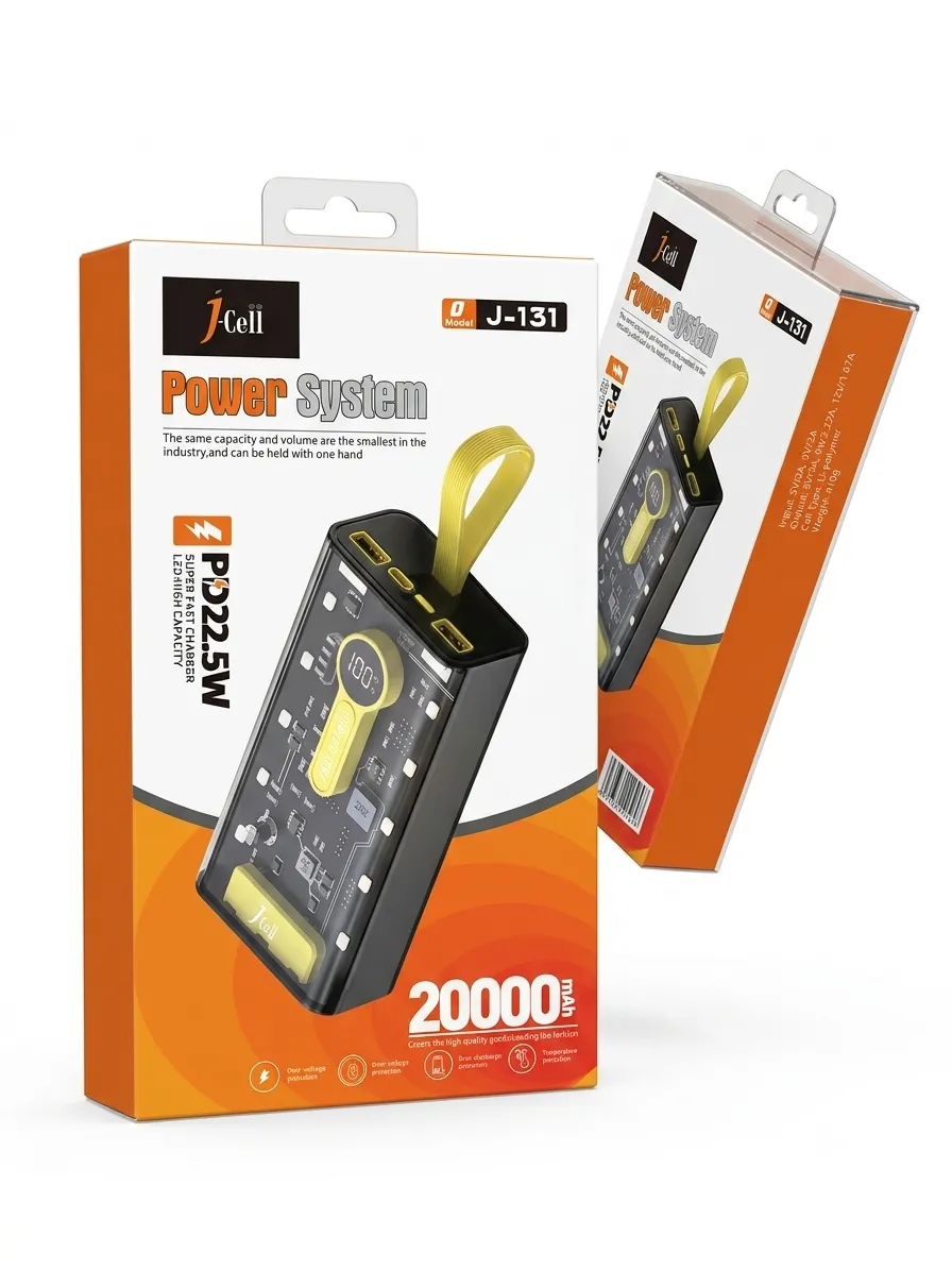J-Cell Transperant 20K Mah Portable Power Bank