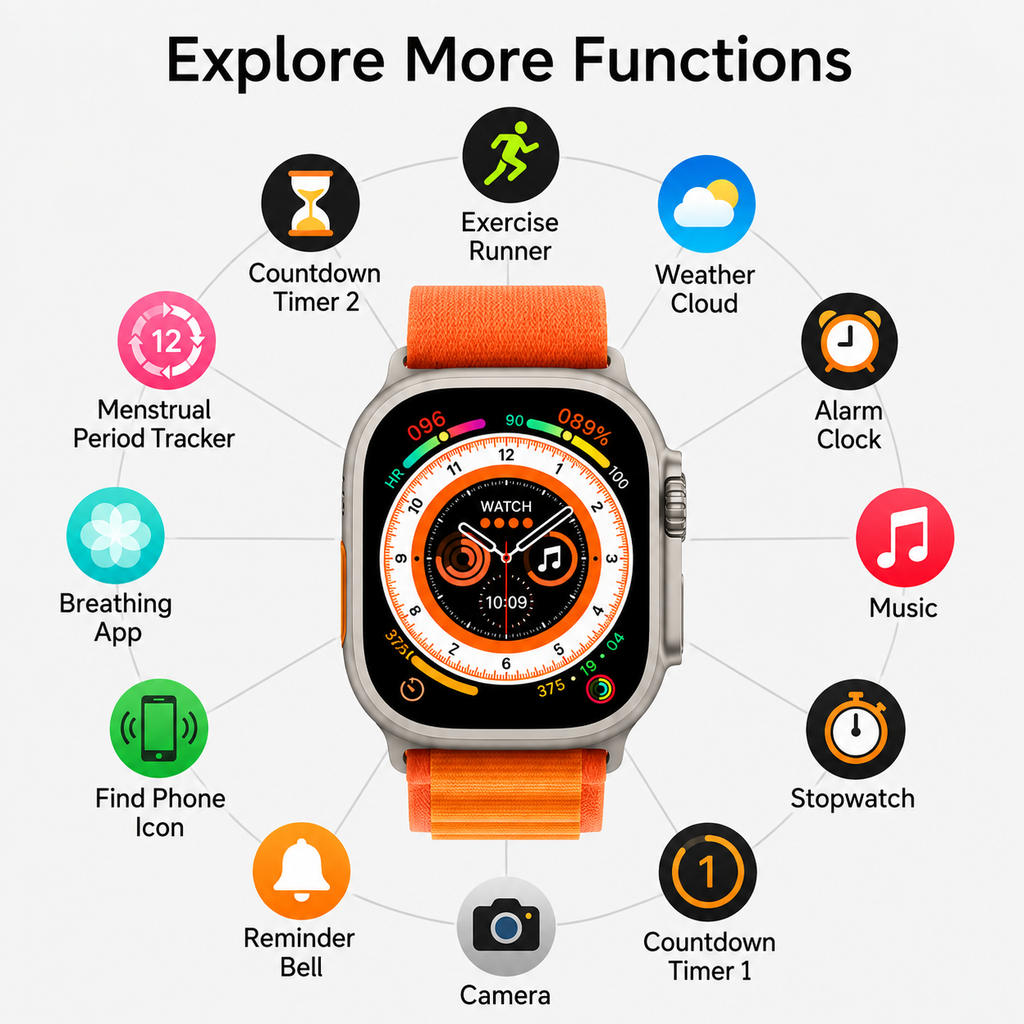 Ultra Smart Watch With 7 Straps